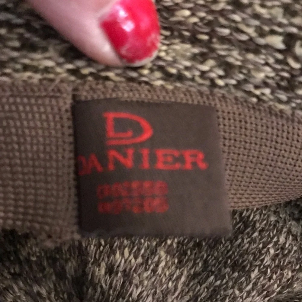 Danier tweed fedora hat brown and tan with black leather band